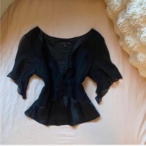 100% Silk Flutter Sleeve Top